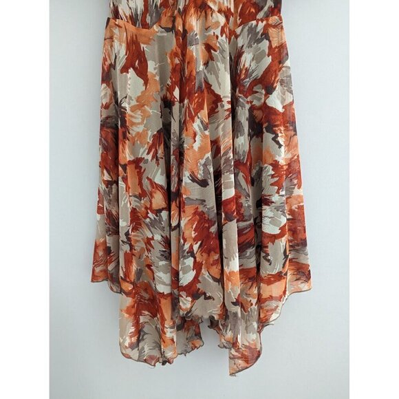 Chris McLaughlin Floral Short Sleeve Mesh Handkerchief Hem Dress Size 4 - Picture 4 of 10